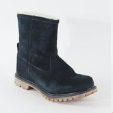 Womens Timberland Authentics Chukka A12SE Black Leather Fur Lined Pull On Boots